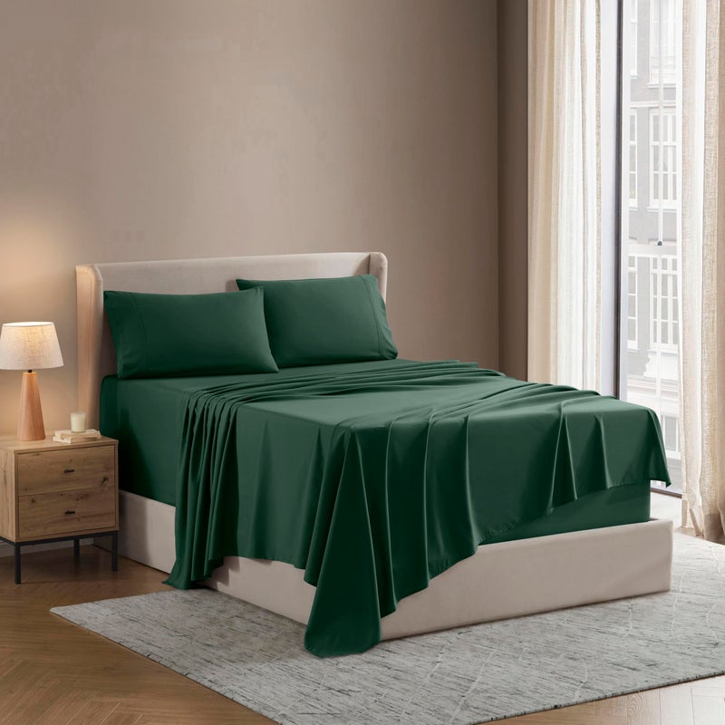 Nestl King Sheet Set - Luxury 1800 Ultra-Soft Microfiber King Bed Sheets - Double Brushed - Deep Pockets - Easy Fit - 4 Piece Set - Bedding Sheets & Pillowcases (King, Dark Green) - Image 1